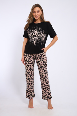 Костюм женский с брюками Modellance 32084 черно-бежевый